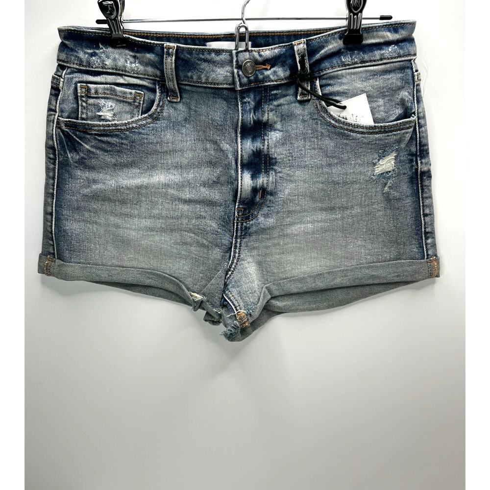 Studio Blue High Rise Rolled Cuff Jean Shorts Lover Blue Women 29 NWT